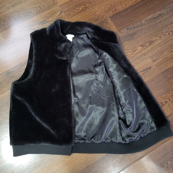 Talbots Black Faux Fur Sleeveless Vest Women's | Size L/XL - Picture 2 of 8
